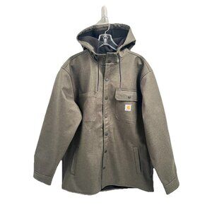 Carhartt Rain Defender Relaxed Fit Heavyweight Hooded Shirt Jacket Sz Large NWT